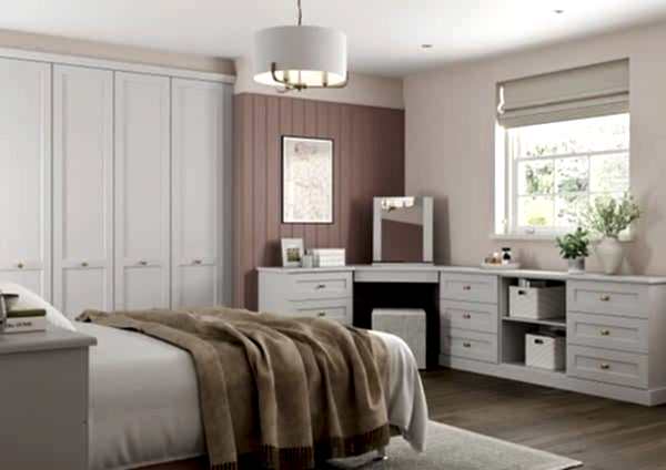Acadia White shaker fitted wardrobe with dressing table