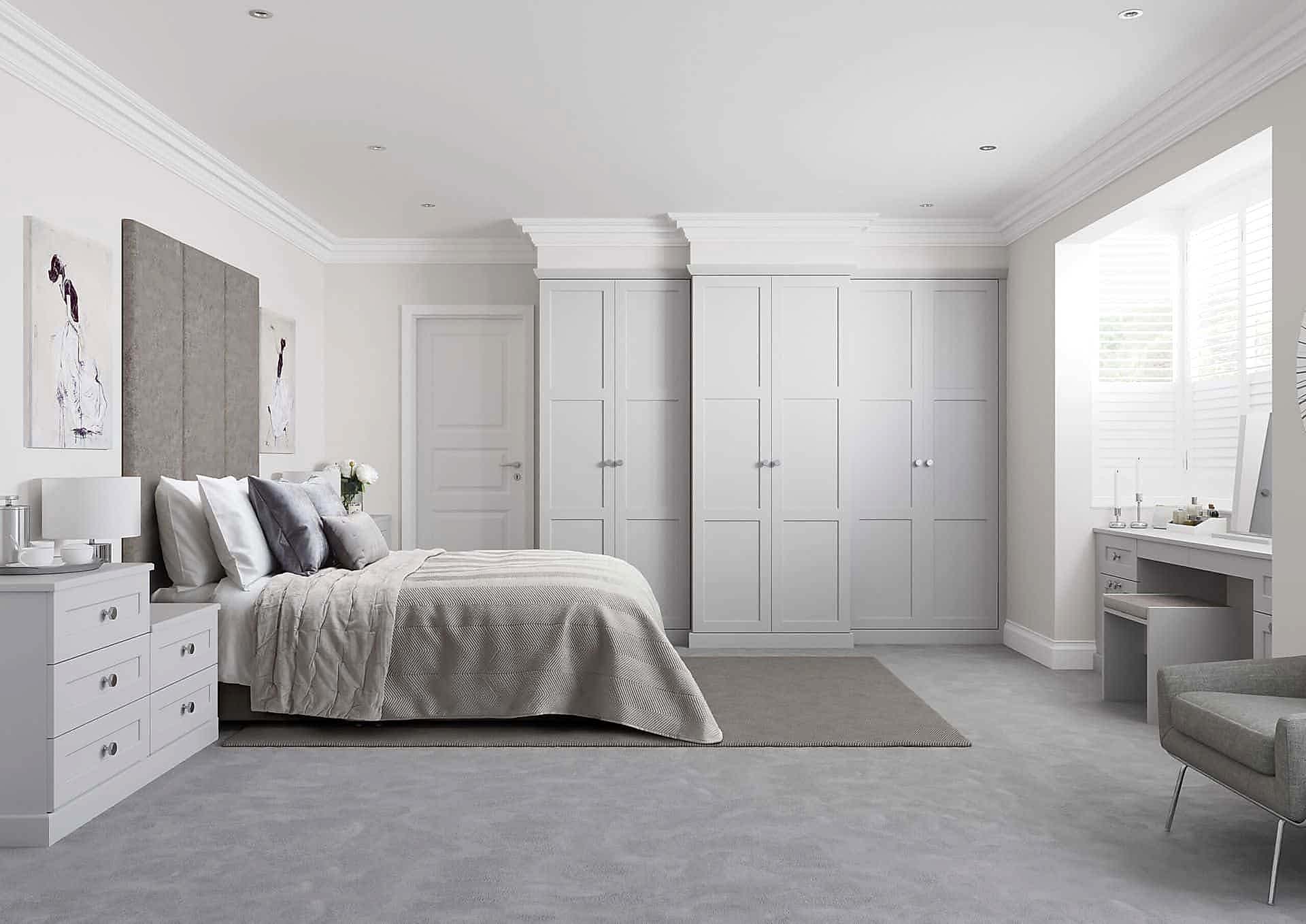 TORINO_LIGHT_GREY_fitted bedroom with matching bedside tables and dresser TORINO LIGHT GREY fitted bedroom with matching bedside tables and dresser